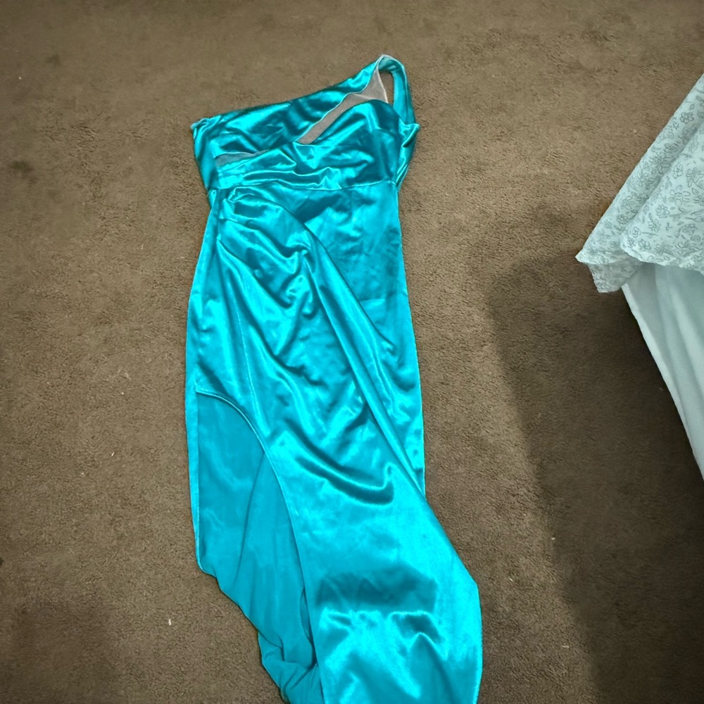 Windsor Blue One Shoulder Sleeveless Gown